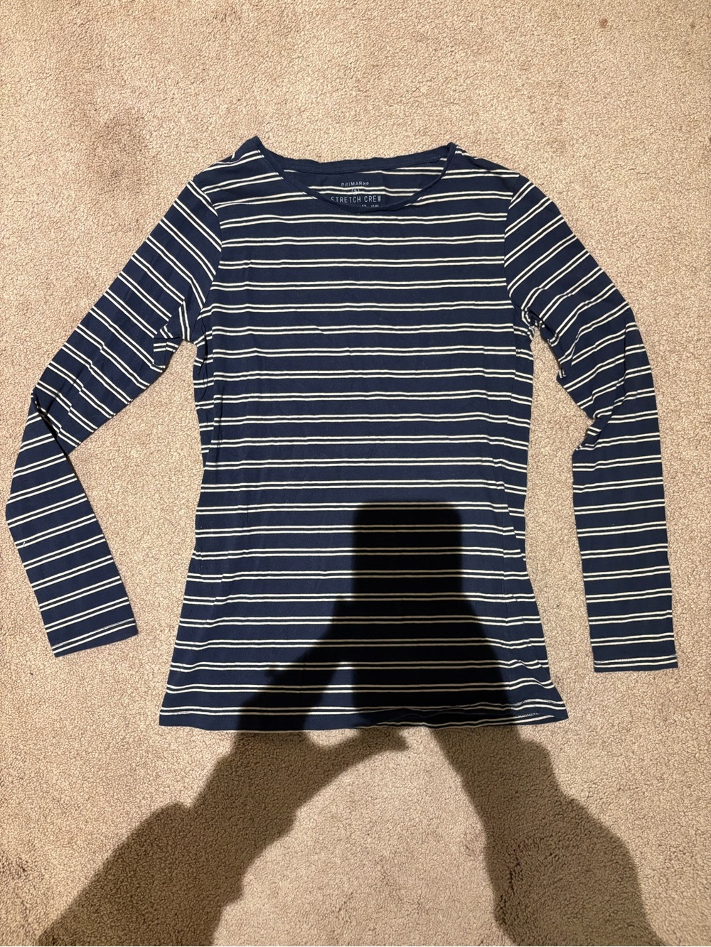 Primark Navy & cream Striped Long Sleeve Crew Top size small